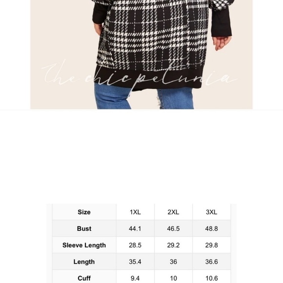 Plus size plaid Doberman sleeve belted coat - Picture 2 of 6